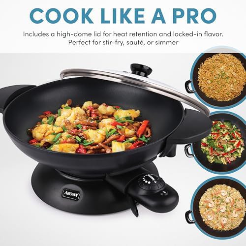 Professional Electric Wok with Steaming Racks — photo 4