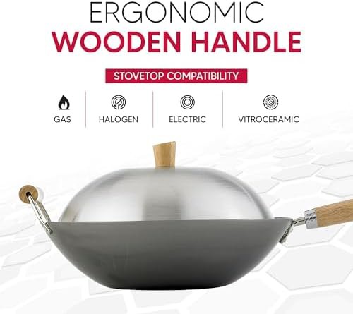 Carbon steel four piece wok set with lid — photo 3