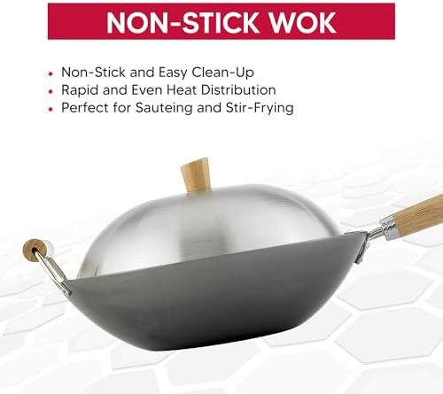 Carbon steel four piece wok set with lid — photo 4