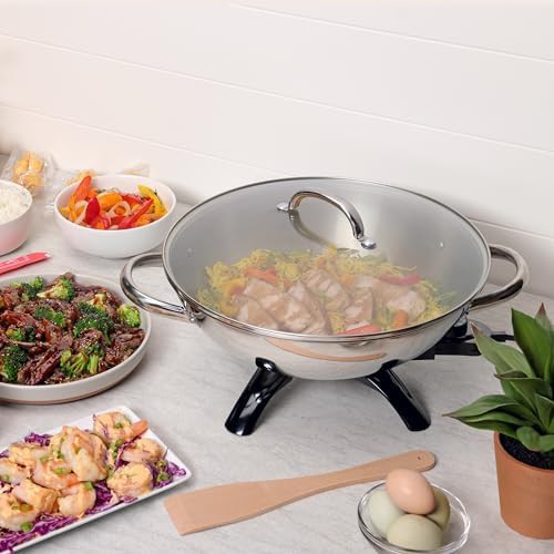 Electric Stainless Steel Wok with Wooden Handles — photo 5