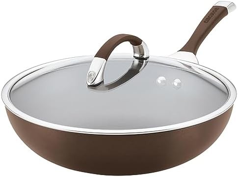 Chocolate Nonstick Stir Fry Pan with Lid