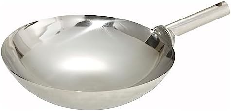 Welded joint stainless steel wok 14 in