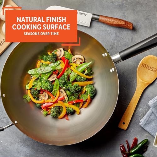Natural silver wok with triangle handle — photo 4