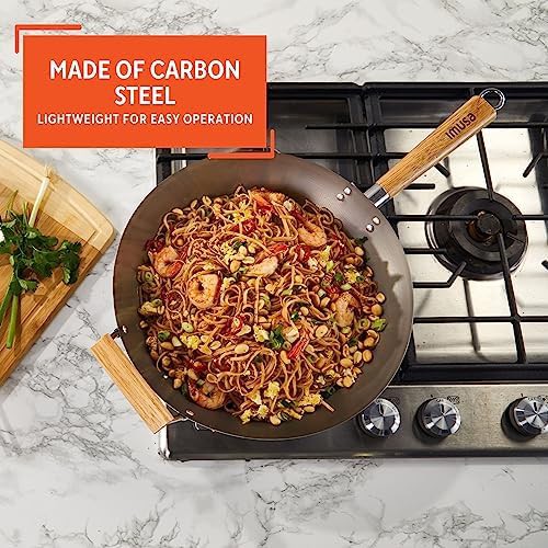 Carbon steel wok with wood handles — photo 3
