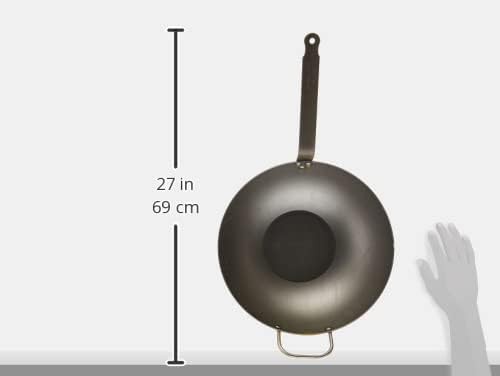 Black carbon steel wok with iron handle — photo 3