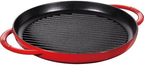 Cherry red cast iron wok 30 cm