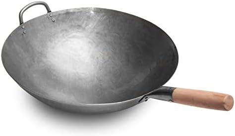 16 inch hand hammered carbon steel wok