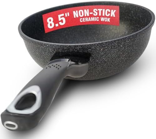 Korean stone coated marble nonstick wok