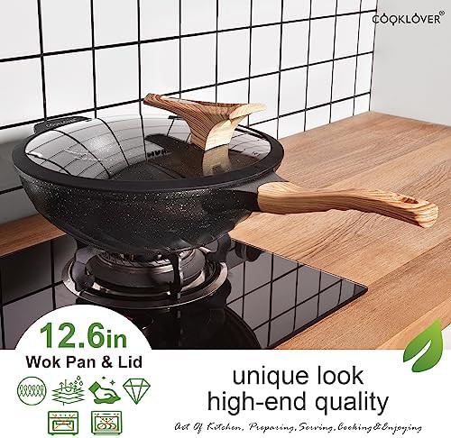 Black die-cast aluminum induction wok pan — photo 5