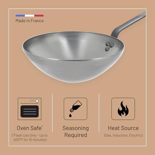 Medium Metallic Carbon Steel Stir Fry Pan — photo 3