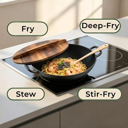 Cast iron dual handle flat bottom wok — photo 5