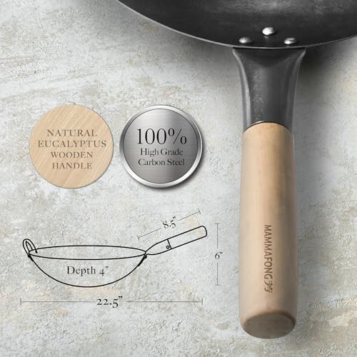 Round Bottom Carbon Steel Wok Pan 14 in — photo 3