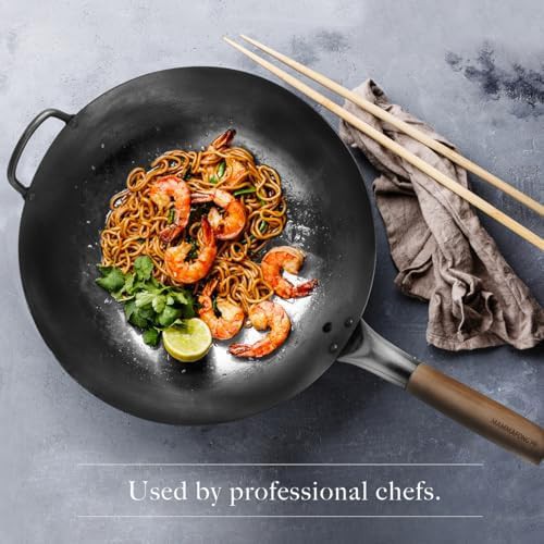 Round Bottom Carbon Steel Wok Pan 14 in — photo 4