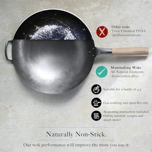 Round Bottom Carbon Steel Wok Pan 14 in — photo 5