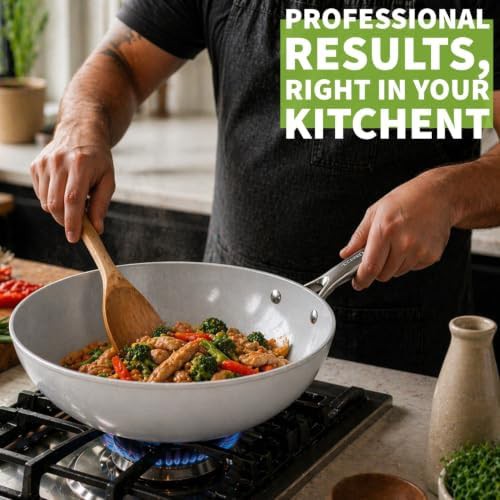 Ceramic Nonstick Stir Fry Pan with Glass Lid — photo 3