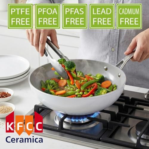 Ceramic Nonstick Stir Fry Pan with Glass Lid — photo 4