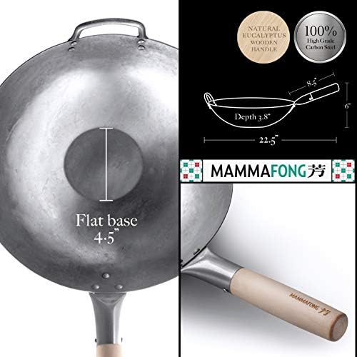 Uncoated Flat Bottom Carbon Steel Wok 14 in — photo 3