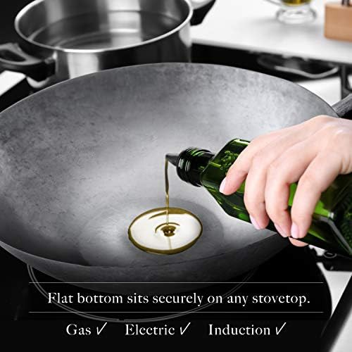 Uncoated Flat Bottom Carbon Steel Wok 14 in — photo 4