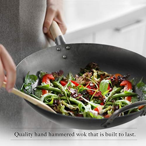 Uncoated Flat Bottom Carbon Steel Wok 14 in — photo 5