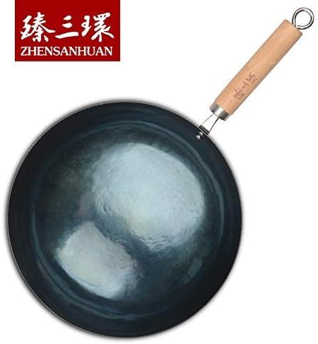 Blue iron wok with wooden handle 32cm — photo 5