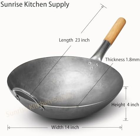 Hand hammered heavy duty carbon steel wok — photo 3