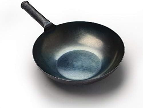 Flat bottom induction iron wok 32cm