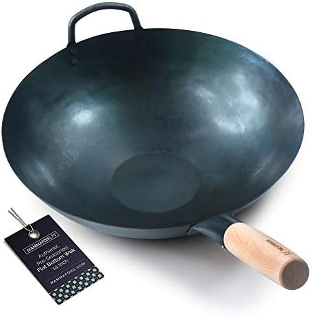 Pre Seasoned Blue Carbon Steel Wok 14 in