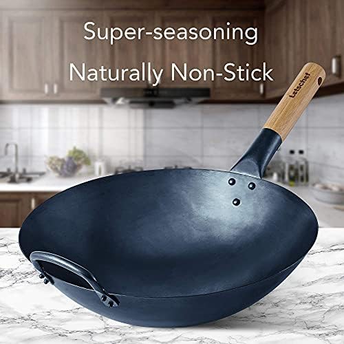 Hand Hammered Carbon Steel Round Bottom Wok — photo 5