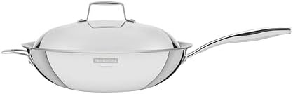 Stainless steel 3 layer silver wok
