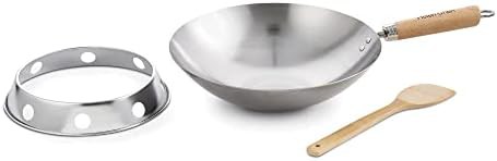 Carbon steel 4-piece wok set 12 inch