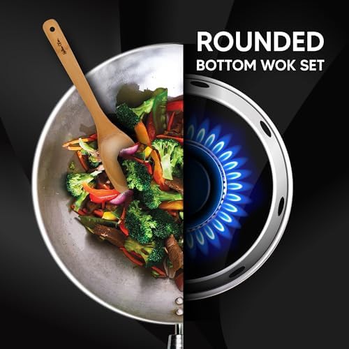 Carbon steel 4-piece wok set 12 inch — photo 3