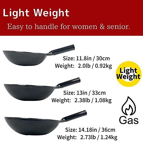 Light carbon steel 14.25 in round bottom wok — photo 4