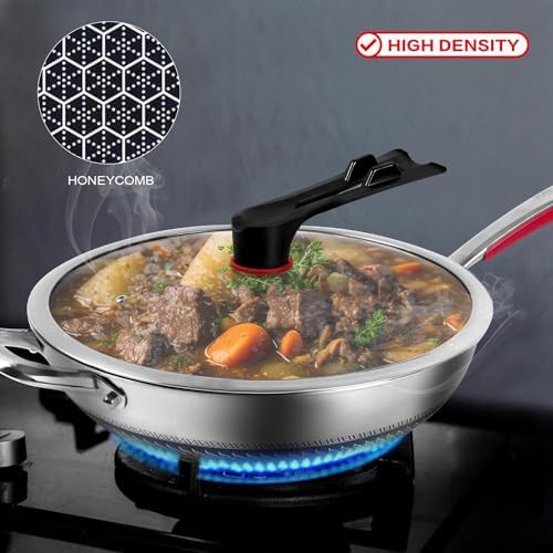 Honeycomb stainless steel nonstick induction wok — photo 3