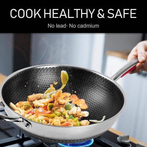 Honeycomb stainless steel nonstick induction wok — photo 4