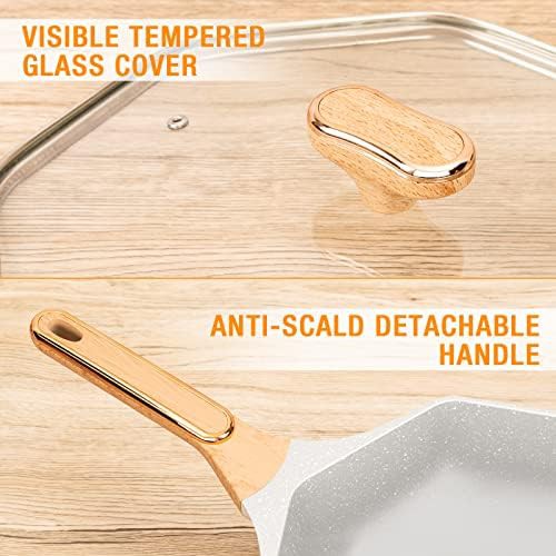 Cream White Ceramic Nonstick Octagonal Wok — photo 3