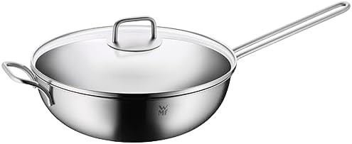 Polished Induction Wok with Glass Lid
