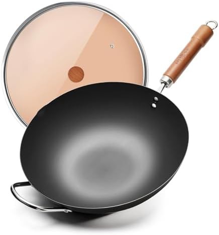 Chinese carbon steel wok with flat base