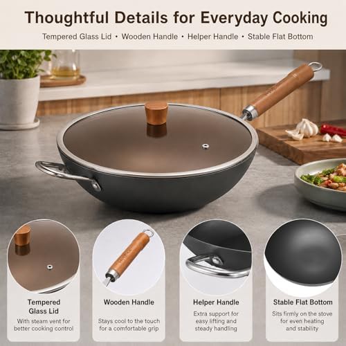 Chinese carbon steel wok with flat base — photo 5