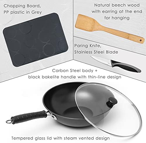 Carbon steel five piece wok set with lid — photo 3