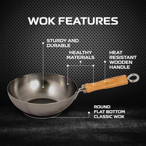 Carbon steel mini wok 8 inch flat bottom — photo 3