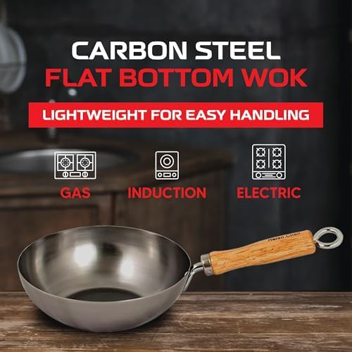 Carbon steel mini wok 8 inch flat bottom — photo 5