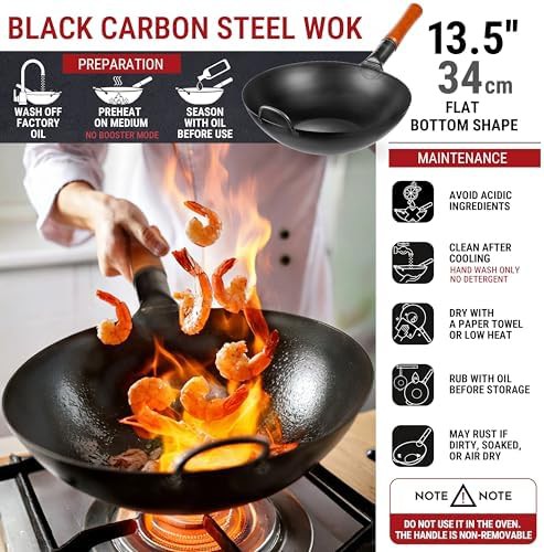 Carbon steel wok with spatula and ladle 13.5 in — photo 3