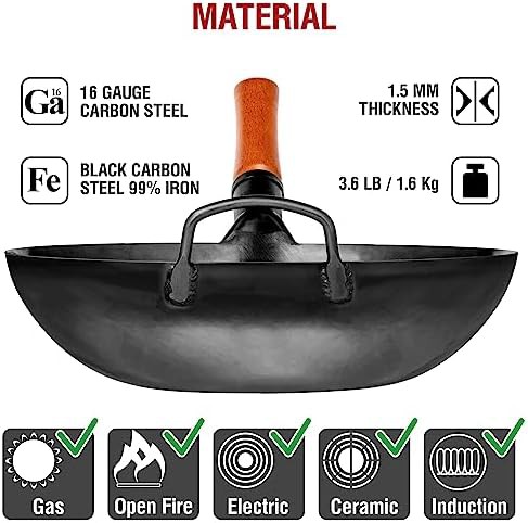 Carbon steel wok with spatula and ladle 13.5 in — photo 4