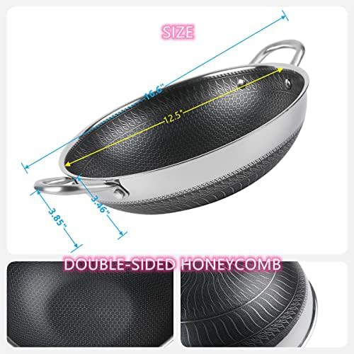 Honeycomb stainless steel wok with dual handles — photo 4