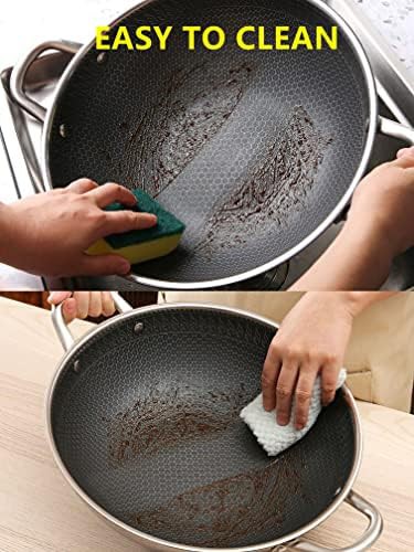 Honeycomb stainless steel wok with dual handles — photo 5
