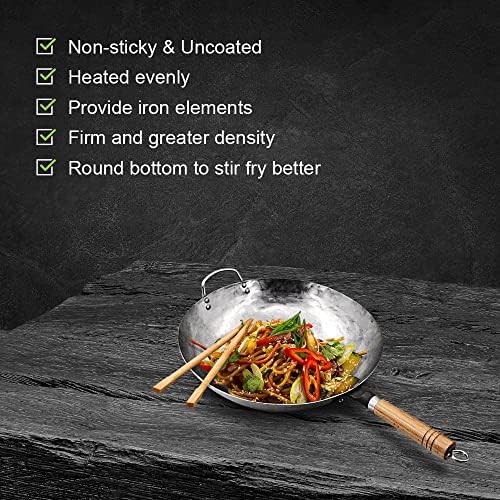 Carbon steel round bottom wok with ring — photo 4