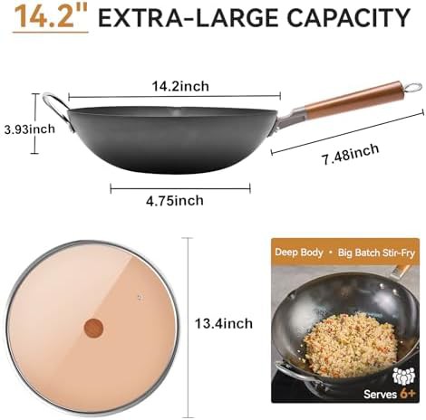 Carbon steel wok with traditional iron spatula — photo 4