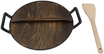Home VSS Cast Iron， Pre-Seasoned Wok 14.5" with Wood Spatula and Lid — photo 3