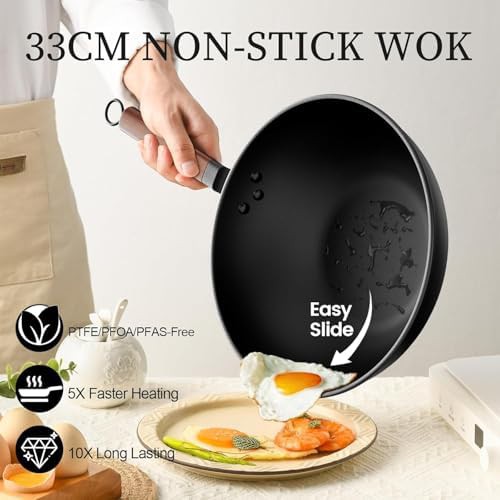 Pre-seasoned flat bottom wok with spatula — photo 4