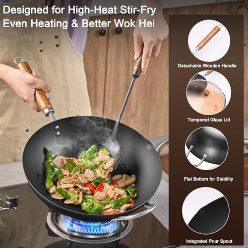 Carbon steel wok with traditional spatula — photo 5